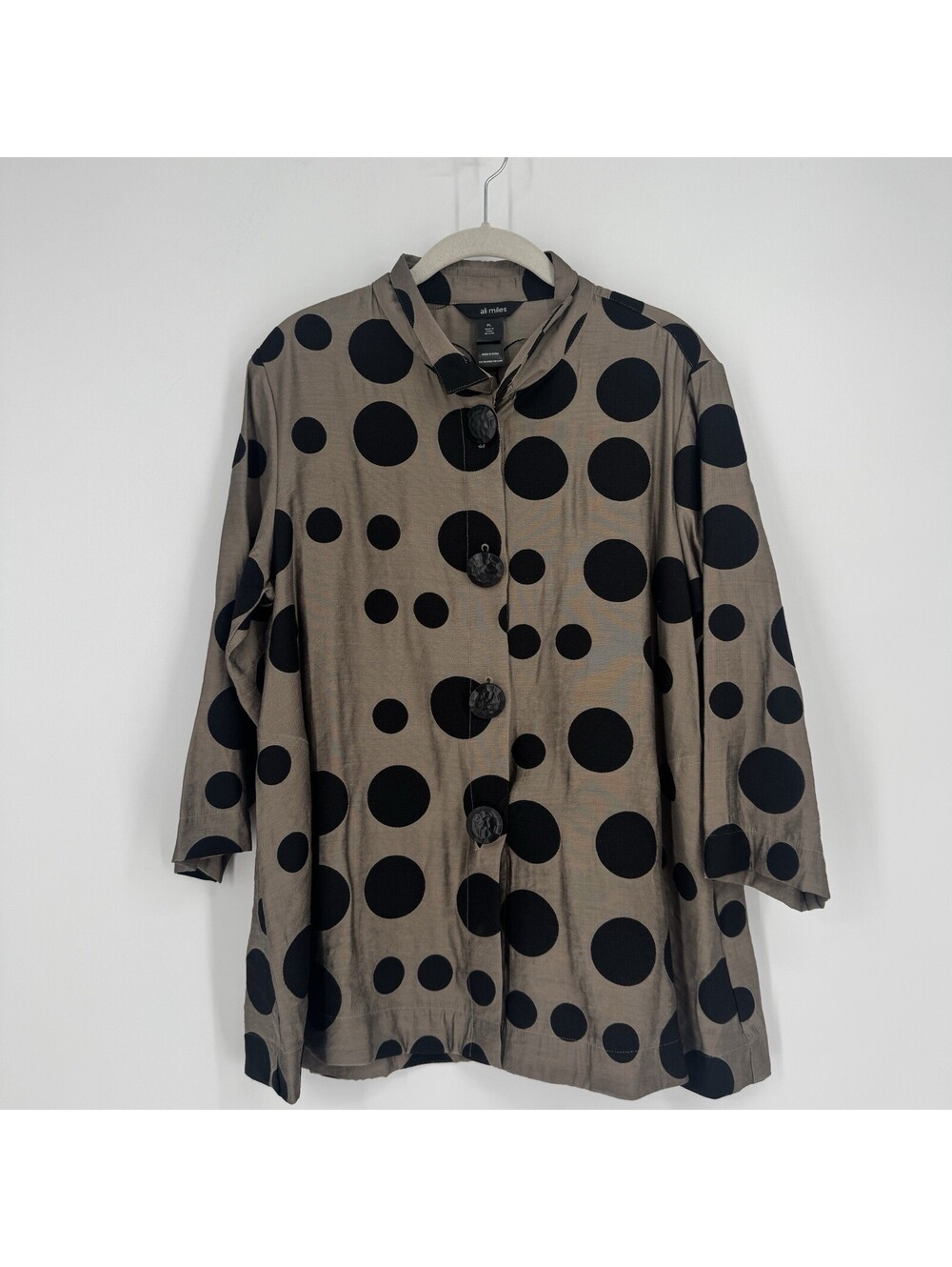 Ali Miles Top large PL artsy  button relaxed tunic blouse shirt lightweight work